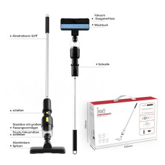 DOPWii DOPWii Akku-Handstaubsauger 40W Bodenstaubsauger,6000Pa 2 in 1 Stielstaubsauger Mit 3 Saugkopfe, beutellos Schwarz Беспроводной ручной пылесос DOPWii Пылесос для пола мощностью 40 Вт, 6000 Па Пылесос 2 в 1 с 3 всасывающими насадками, без мешка