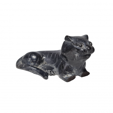 Статуэтка винтажная миниатюрная "Тигр", черный камень, 4 x 8 см, Германия, 1960-70гг.
