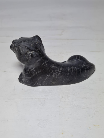 Статуэтка винтажная миниатюрная "Тигр", черный камень, 4 x 8 см, Германия, 1960-70гг.
