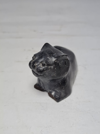 Статуэтка винтажная миниатюрная "Тигр", черный камень, 4 x 8 см, Германия, 1960-70гг.
