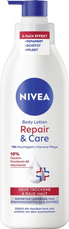 NIVEA Body Lotion Repair & Care, 250 ml, Нивеа Лосьон для тела, 10% глицерин, провитамин B5 и ниацинамид, для очень сухой кожи, 72ч увлажнение, 250 мл