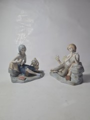 Lladro Винтажные статуэтки &quot;Мальчик с дудочкой&quot; и &quot;Девушка с вазой&quot;, 2шт х 15см х 16см, Германия, 1960-70гг.
