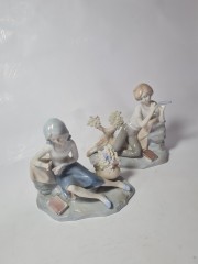 Lladro Винтажные статуэтки &quot;Мальчик с дудочкой&quot; и &quot;Девушка с вазой&quot;, 2шт х 15см х 16см, Германия, 1960-70гг.