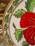 Декоративная тарелка винтажная Nassos с красным цветком и листьями, ручная работа, 18 x 2 см, Родос, 1960-70гг.