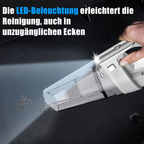 Vbrisi Vbrisi Akku-Handstaubsauger Handstaubsauger, Autostaubsauger 7500Pa Staubsauger, Mit 6000mA-Akku, Mit Aufbewahrungstasche, 4 in 1 Multifunktionaler Akku-Handstaubsauger, Kann in Wohnungen, Autos usw. verwendet werden, Mit Lichtfunktion, Herausnehmb