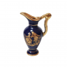 Ваза винтажная Limoges France, темно-синий фарфор с золотым декором "Влюбленная пара", 9,5 x 6,5 см, Франция, 1960-70гг.