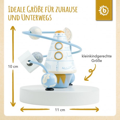 bieco Holz Motorikschleife Rakete Baby Lernspielzeug Motorikspielzeug ab 1 J. Motorik Motorikwurfel Деревянная ракета-петля для моторики Обучающая игрушка для малышей Игрушка для моторики от 1 года Моторный кубик для моторики