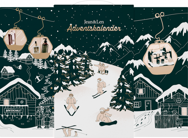 Jean&Len Adventskalender 2026 Winterlandschaft, 24 Originalprodukte, Jean&Len Адвент-календарь 2026 «Зимний пейзаж» с полноразмерной косметикой, ароматом и аксессуарами, 24 сюрприза