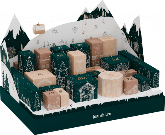 Jean&Len Adventskalender 2026 Winterlandschaft, 24 Originalprodukte, Jean&Len Адвент-календарь 2026 «Зимний пейзаж» с полноразмерной косметикой, ароматом и аксессуарами, 24 сюрприза