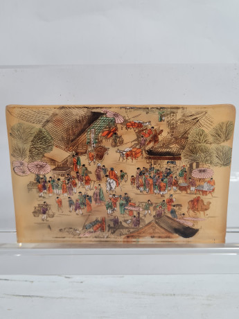 Декоративная 3Д картина в стекле "Рыночная площадь, Япония", 19 x 11 x 3 см, в заводской подарочной коробке, коробка 21 x 4 x 2 см, Германия, 1960-70гг.