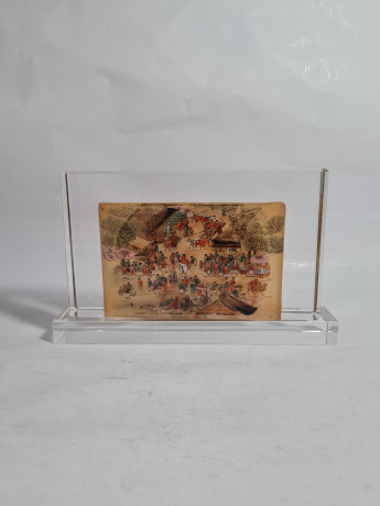 Декоративная 3Д картина в стекле "Рыночная площадь, Япония", 19 x 11 x 3 см, в заводской подарочной коробке, коробка 21 x 4 x 2 см, Германия, 1960-70гг.