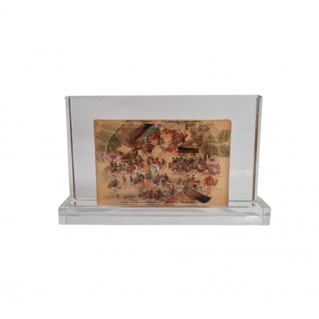 Декоративная 3Д картина в стекле "Рыночная площадь, Япония", 19 x 11 x 3 см, в заводской подарочной коробке, коробка 21 x 4 x 2 см, Германия, 1960-70гг.
