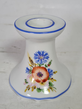 Подсвечник винтажный OTT Radebeul / Handmalerei Clausnitzer, ручная работа, фарфор, 9 x 8,5 см, Германия, 1960-1970гг.