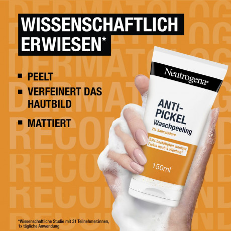 Neutrogena Anti-Pickel Taegliches Waschpeeling, 150 ml, Neutrogena Anti-Pickel Ежедневный очищающий пилинг с 2% салициловой кислотой BHA, 150 мл