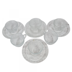 Набор для чая винтажный OG Kristall с фруктовым декором, хрусталь, чайная пара - 6 шт. Германия, 1960-70гг.