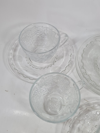 Набор для чая винтажный OG Kristall с фруктовым декором, хрусталь, чайная пара - 6 шт. Германия, 1960-70гг.