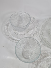 Набор для чая винтажный OG Kristall с фруктовым декором, хрусталь, чайная пара - 6 шт. Германия, 1960-70гг.