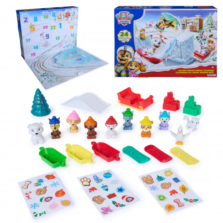 PAW Patrol Adventskalender, детский адвент-календарь с фигурками, санями и зимней игровой сценой, 24 сюрприза