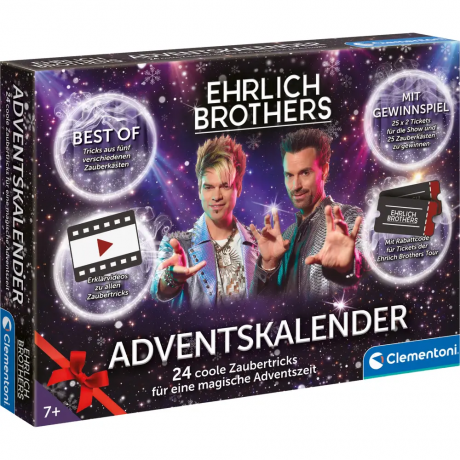 Clementoni Ehrlich Brothers Adventskalender der Magie 2026, Clementoni Ehrlich Brothers детский адвент-календарь 2026 с 24 фокусами и реквизитом, от 7 лет