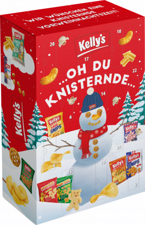Kelly’s & Soletti Snack Adventskalender 2026, Адвент-календарь Kelly’s и Soletti 2026, 24 пакетика снеков 15 видов, 759 г