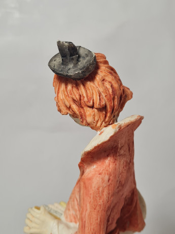 Фигурка Pucci "Клоун с аккордеоном" в розово-зеленых тонах, фарфор, 24.5 см, Германия, 1970-80гг.