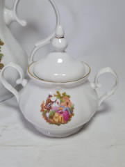 Набор для чая винтажный Apulum &quot;Влюбленная пара&quot;, чайник, молочник, сахарница, фарфор, Румыния, 1960-70гг.