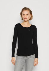 Tommy Hilfiger SLIM Long sleeved top black SLIM Топ с длинными рукавами черный