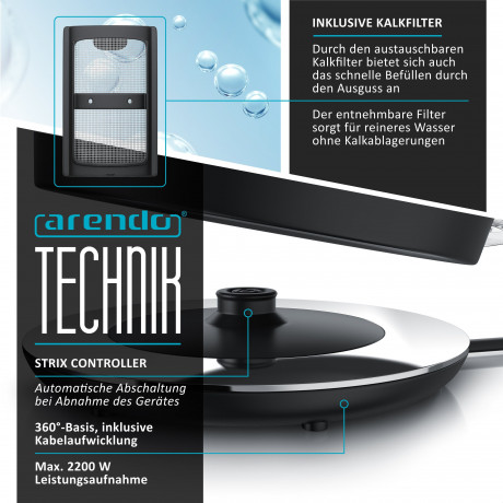 Arendo Arendo Wasserkocher, 1,7 l, 2200 W, Edelstahl Retro Style Vintage, LED Temperaturanzeige, kupfer Чайник Arendo, 1,7 л, 2200 Вт, нержавеющая сталь, винтажный ретро-стиль, светодиодный дисплей температуры, медь