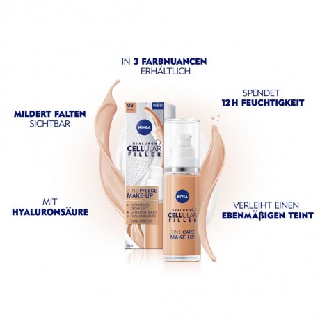 Nivea Hyaluron Cellular Filler 3in1Pflege Make-Up Dunkel  Hyaluron Cellular Filler 3in1Care Make-Up Dark