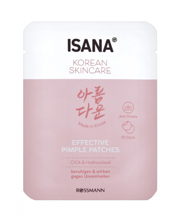 Isana Korean Skincare Pimple patches, Пластыри от акне Korean Skincare с экстрактом центеллы азиатской и гидроколлоидом, 30 шт.
