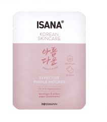 Isana Korean Skincare Pimple patches, Пластыри от акне Korean Skincare с экстрактом центеллы азиатской и гидроколлоидом, 30 шт.