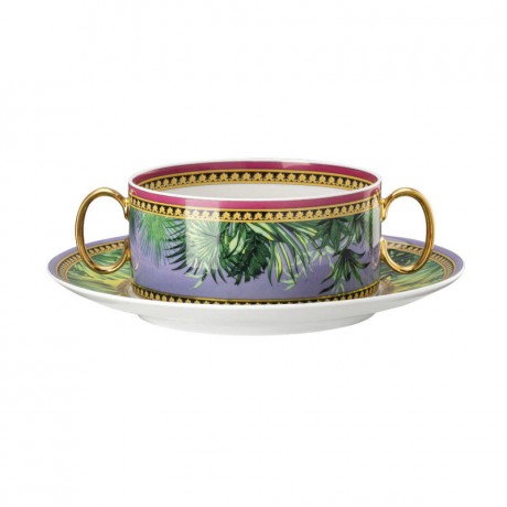 Rosenthal meets Versace Rosenthal Versace Jungle Animalier Suppenobertasse 0,28 L mit Suppenuntertasse 17 cm 2-tlg. Чашка для супа Rosenthal Versace Jungle Animalier 0,28 л с блюдцем для супа 17 см, 2 шт.