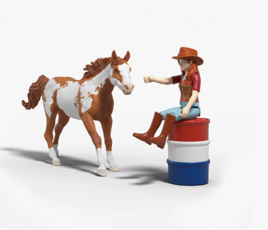 Schleich 42775 Horse Club Hannah's Western Abenteuer, Игровой набор "Западное родео Ханны", лошадь с наездницей, препятствия, фигурки, аксессуары, от 5 лет, Германия