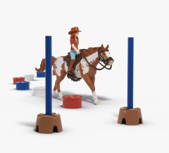 Schleich 42775 Horse Club Hannah's Western Abenteuer, Игровой набор "Западное родео Ханны", лошадь с наездницей, препятствия, фигурки, аксессуары, от 5 лет, Германия