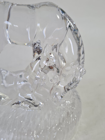 Фигурка хрустальная винтажная "Лошадь с жеребенком" Royal Cryestal Rock RCR, 11 x 12 см, Германия, 1960-70гг.