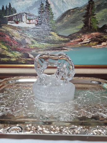 Фигурка хрустальная винтажная "Лошадь с жеребенком" Royal Cryestal Rock RCR, 11 x 12 см, Германия, 1960-70гг.