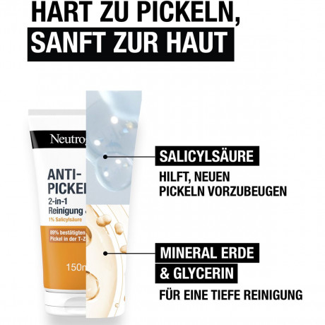 Neutrogena Anti-Pickel 2-in-1 Reinigung & Maske, 150 ml, Neutrogena Anti-Pickel Средство 2-в-1 с салициловой кислотой для очищения лица и маски, 150 мл