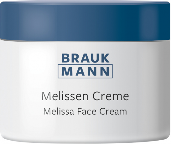 Braukmann Melissen Creme, 50 ml, Hildegard Braukmann дневной крем для лица с мелиссой, для нормальной и обезвоженной кожи, для мужчин, 50 мл
