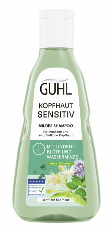 Guhl Kopfhaut Sensitiv Mildes Shampoo, 250 ml, Guhl мягкий шампунь для чувствительной кожи головы с липовым цветом, водной мятой и пантенолом, 250 мл