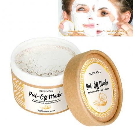 puremetics Revitalisierend: Mit Cocos & Vanille Peel-Off Gesichtsmasken  Восстанавливающий: с кокосовыми и ванильными отшелушивающими масками для лица
