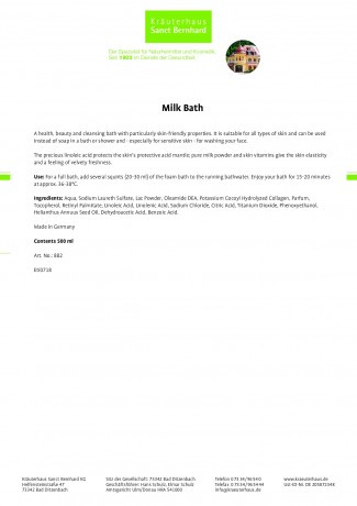 Krauterhaus Sanct Bernhardt Milk Bath, 500 мл