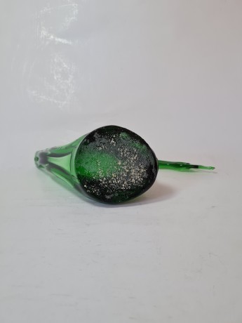 Ваза-подставка из муранского стекла "Зеленый лебедь", Италия, 13см х 22см, 1960-70гг.