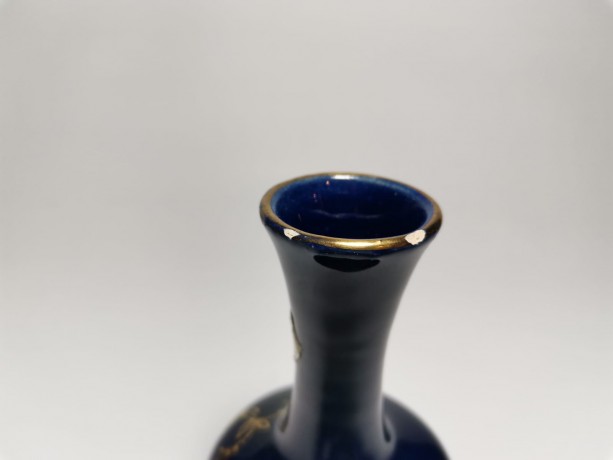 Jasba, Ясба Фарфоровая Ваза кобальтовая с позолотой 13см, Германия, 1950-1959г.