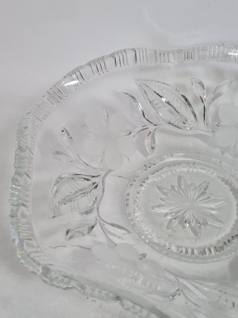 Фруктовница винтажная Im Stil Walther Glas, большая, с цветочным декором, хрусталь, 27 см, Германия, 1970-80гг.