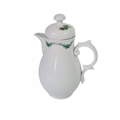 Чайник винтажный Furstenburg Seit / 1747 с зеленым растительным декором, фарфор, 22.5 см, Германия, 1970-80гг.