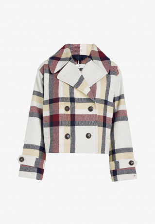 Tommy Hilfiger CHECK PEACOAT Summer jacket ecru CHECK PEACOAT Летняя куртка экрю