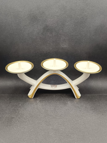 Подсвечник винтажный Alka Kunst Bavaria, белый фарфор с позолоченным декором, 25.5 x 12 см, Германия, 1960-70гг.