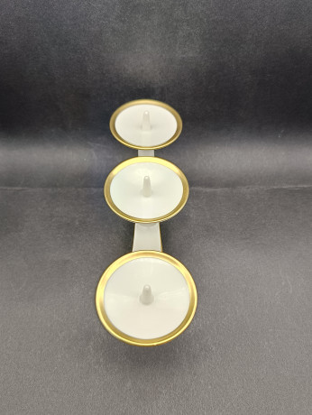 Подсвечник винтажный Alka Kunst Bavaria, белый фарфор с позолоченным декором, 25.5 x 12 см, Германия, 1960-70гг.