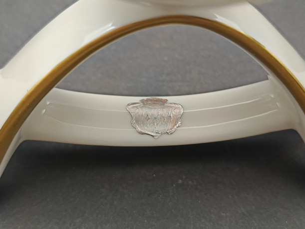 Подсвечник винтажный Alka Kunst Bavaria, белый фарфор с позолоченным декором, 25.5 x 12 см, Германия, 1960-70гг.