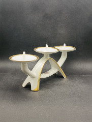 Подсвечник винтажный Alka Kunst Bavaria, белый фарфор с позолоченным декором, 25.5 x 12 см, Германия, 1960-70гг.